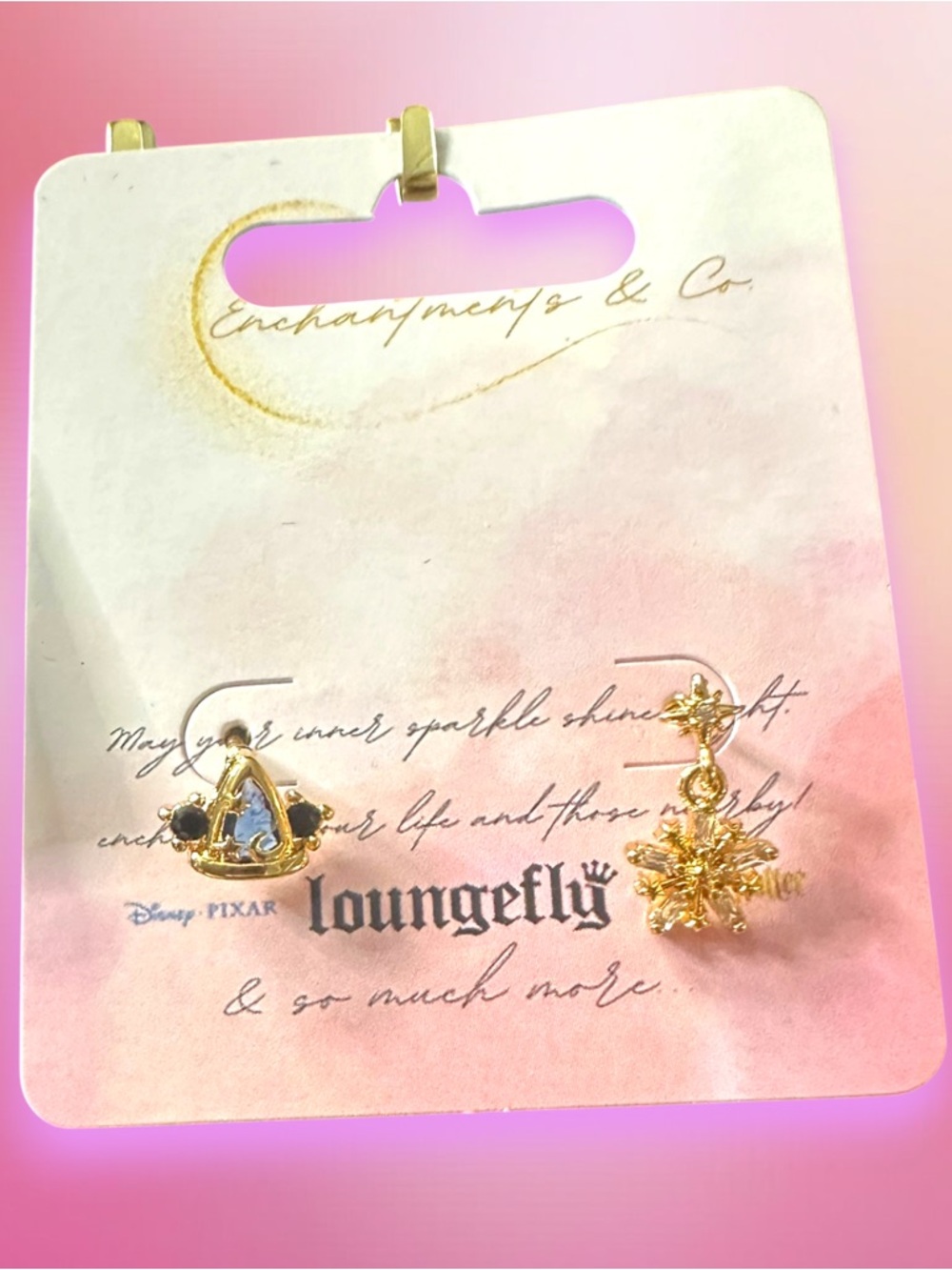 Gold Mickey  Fantasma Earrings with Blue Gem Accent